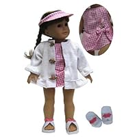 Pink and White Swimsuit. COMPLETE outfit with Accessories. Fits 18 Dolls like American Girl®
