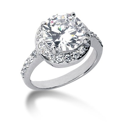 1.30CT F-G Color SI1-SI2 Clarity 14KT White Gold Diamond Engagement Ring