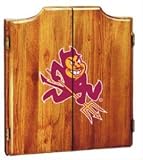 Arizona State Dartboard & Cabinet - Oak Finish - NCAA Team
