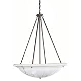Iron Lanterns Collection Hanging Globe Light Fixture In Alabaster/Dark Antique Bronze Finish - 8 Bulbs