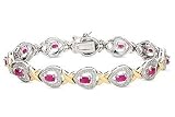 4 1/3 Carat Ruby and Diamond 8 Inch Vermeil Bracelet