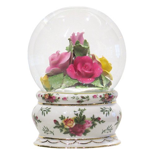Royal Albert Old Country Rose Musical Water Globe Snow
