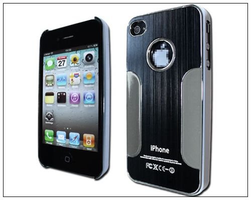 Best Price Premium Chrome Aluminum Skin Hard Back Case Cover for Apple iPhone 4 4G 4S Silver&Black