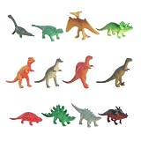 Dozen Small Toy Dinosaurs: Set of Mini Plastic Toy Dino Figures