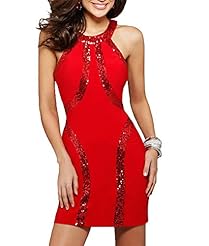 Sexy Sequined Lace Cocktail Short Evening Dress/Prom Dress/Party Dress/Mini Dress 