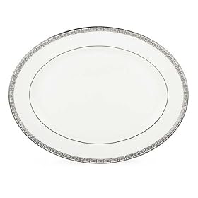 Lenox Timeless Bone China Platinum Banded 13 Oval Platter by Lenox