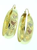 10k Yellow-gold Tri-color Hoop Dangle Women's Earrings