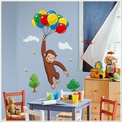 Magnificent Peel & Stick By RoomMates Curious George Peel and Stick Giant Wall Decals
