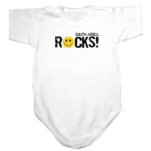 Baby Bodysuit White South Africa Rocks ! - Smile Transfer Country 0 - 3 Months