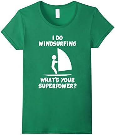 Women's I Do Windsurfing T Shirt. Medium Kelly Green