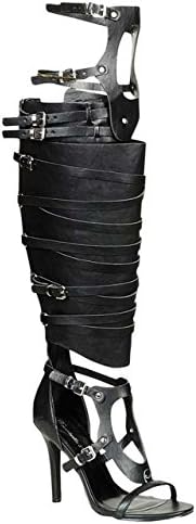 Breckelles Women's Diva Strappy Open Toe Over the Knee Thigh High Heel Gladiator Sandals, Black, 6 B (M) US