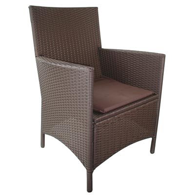 HULARO Korbsessel m. Kissen dunkelbraun - wetterfester Rattan-Look aus Microfaser