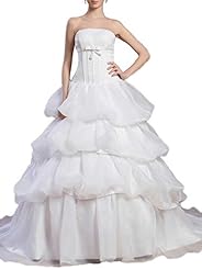 Strapless  Organza  Ball Gown  Dress with a Chapel Train  With a Ribbon 