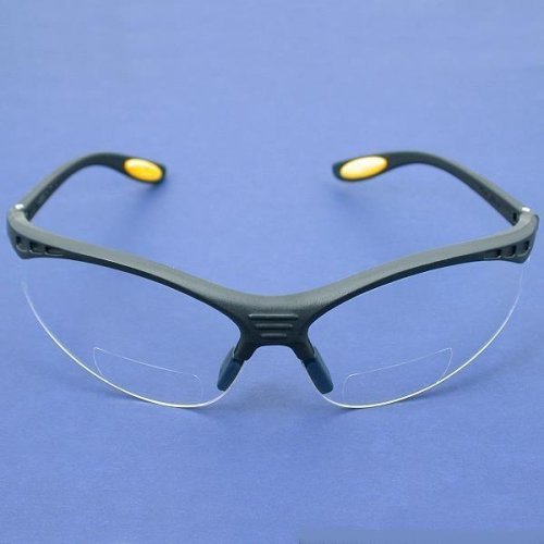 Dewalt DPG59-120C Reinforcer Rx-Bifocal 2.0 Clear Lens High Performance Protective Safety Glasses with Rubber Temples and Protective Eyeglass Sleeve