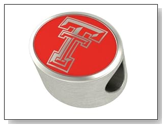 Texas Tech Red Raiders Collegiate Bead Fits Most Pandora Style Bracelets Including Pandora Chamilia Biagi Zable Troll and More. High Quality Bead in Stock for Immediate Shipping