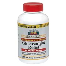 21st Century Dietary Supplement Glucosamine Relief, 1000 mg, Maximum Strength, Tablets, Value Size , 240 caplets