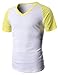 H2H Men's Basic Raglan T-shirts with V-neck Short Sleeve