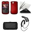 Blackberry Bold 9650 Premium Black Leather Carrying Pouch+Rubberized Red Snap-on Hard Case Cover+Premuim Universal LCD Screen Protetor+Premium Rapid Car Charger Combo For Blackberry Bold 9650