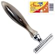 Parker 11R Genuine Horn Handle Double Edge Safety Razor & 5 Shark Super Chrome Blades