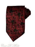  : NEW ITALIAN HandMade Necktie Black Paisley Red Silk Tie