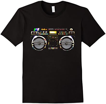Men's Beatbox Boombox Stereo Ghetto Blaster Retro DJ T-Shirt Large Black