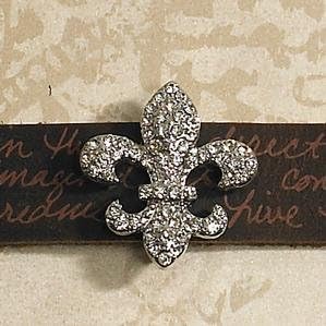 Monarch Inspirations Leather Bracelet with Rhinestone Fleur De Lys Slider M-LBRC-11