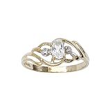 10K Yellow/White Gold 0.01 ct. Diamond and 5 x 3 MM Oval Shaped White Topaz Ring