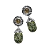 Serpentine Drop Earrings with Smoky Quartz silver graphics