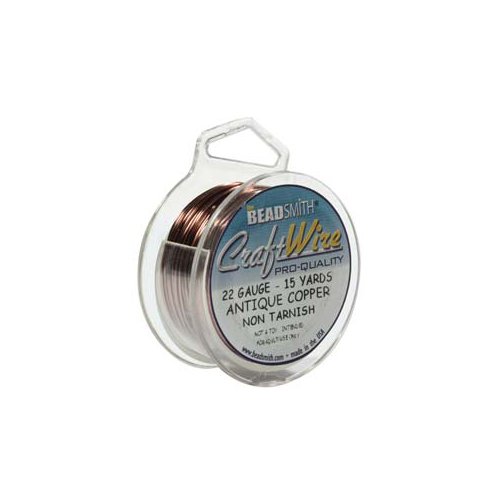 Beadsmith Craft Wire 22 Gauge Antique Copper Round Wire 15 Yards