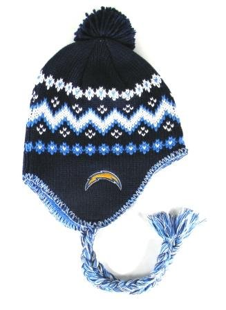 San Diego Chargers Womens Braided Tassel Knit Beanie Hat