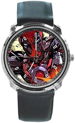 ShangRa Custom Dead Pool Unisex Casual Fashion Stainless Steel Wrist Business Watch With Black Leather Band