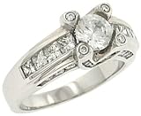 Ladies Channel Set Princess Cut and Round Diamond Engagement Ring with Bezel Set prong Accents Diamond 1.20cttw . Center Diamond Not included