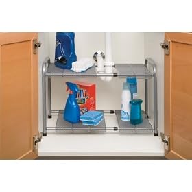 GRAY EXPANDABLE UNDER SINK SHELF