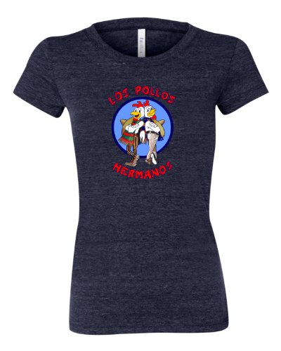 Small Navy Blue Womens Los Pollos Hermanos Breaking Bad Inspired Tri-Blend Short Sleeved T-shirt