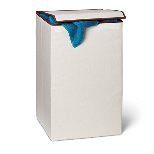 Honey-Can-Do HMP-01135 Foldable Square Hamper with Lid, Natural