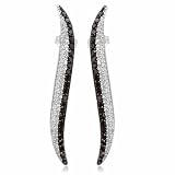 10k White Gold Black & White Diamond Swirl Earrings (3/4 cttw, I-J Color, I3 Clarity)