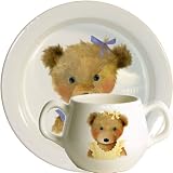 Gien Bears Gift Set, Baby Plate And Two-Handled Mug (Girl)