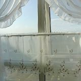 Gorgeous Embriodery Pinkrose Voile valance/cafe curtain