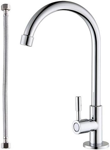 Polished Chrome Cold Tap Single Lever Kitchen Pantry Bar Faucet with 24-Inch Supply Hose, K8001A