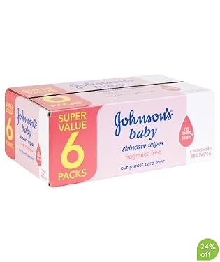 Johnson's Baby Fragrance Free Skincare Wipes - 6 x 64pk