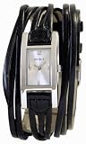 Spirit Ladies Silver Sunray Dial Black Multi Thong Watch