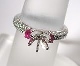 14K White Gold Ruby and Diamond Engagement Ring Semimount