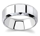 Tungsten Carbide Men's Wedding Band with Faceted Beveled Edges, 8mm