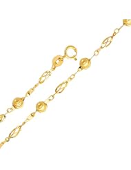 14K Yellow Gold Fancy Designer Ball Bracelet with Spring Ring Clasp - 7" + 1" Inches Extension