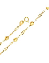 14K Yellow Gold Fancy Designer Ball Bracelet with Spring Ring Clasp - 7" + 1" Inches Extension