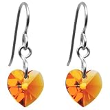 Titanium Heart November Birthstone Earrings Made with SWAROVSKI ELEMENTS