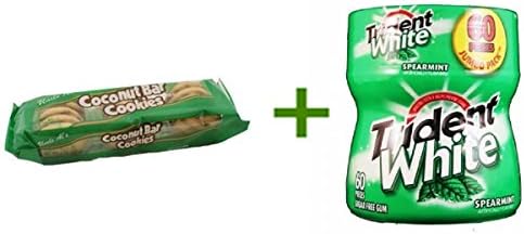 LIL DUTCH MAID COCONUT BAR COOKIES 12/5oz, (4 PACK), TRIDENT WHITE GUM SPEARMINT - Bottle 1/60pcs