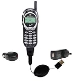 Retractable USB Hot Sync Compact Kit with Car & Wall Charger for the Motorola V120c - Gomadic Brand w/ TipExchange Technology