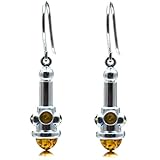 Multicolor Amber and Sterling Silver Elegant Designer Modern Earrings