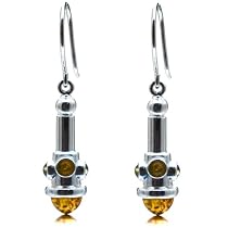 Certified Genuine Multicolor Amber and Sterling Silver Designer Earrings